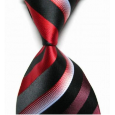 stropdas zwart rood wit dikke streep